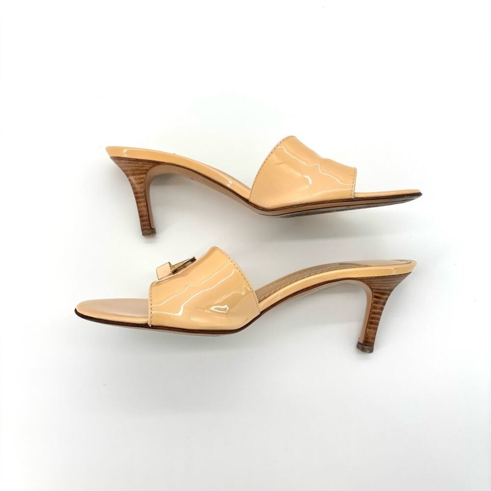 Louis Vuitton LV Dice Beige Charm Vernis Buckle Detail Slip On Mules Sandals 36 - Picture 5 of 9